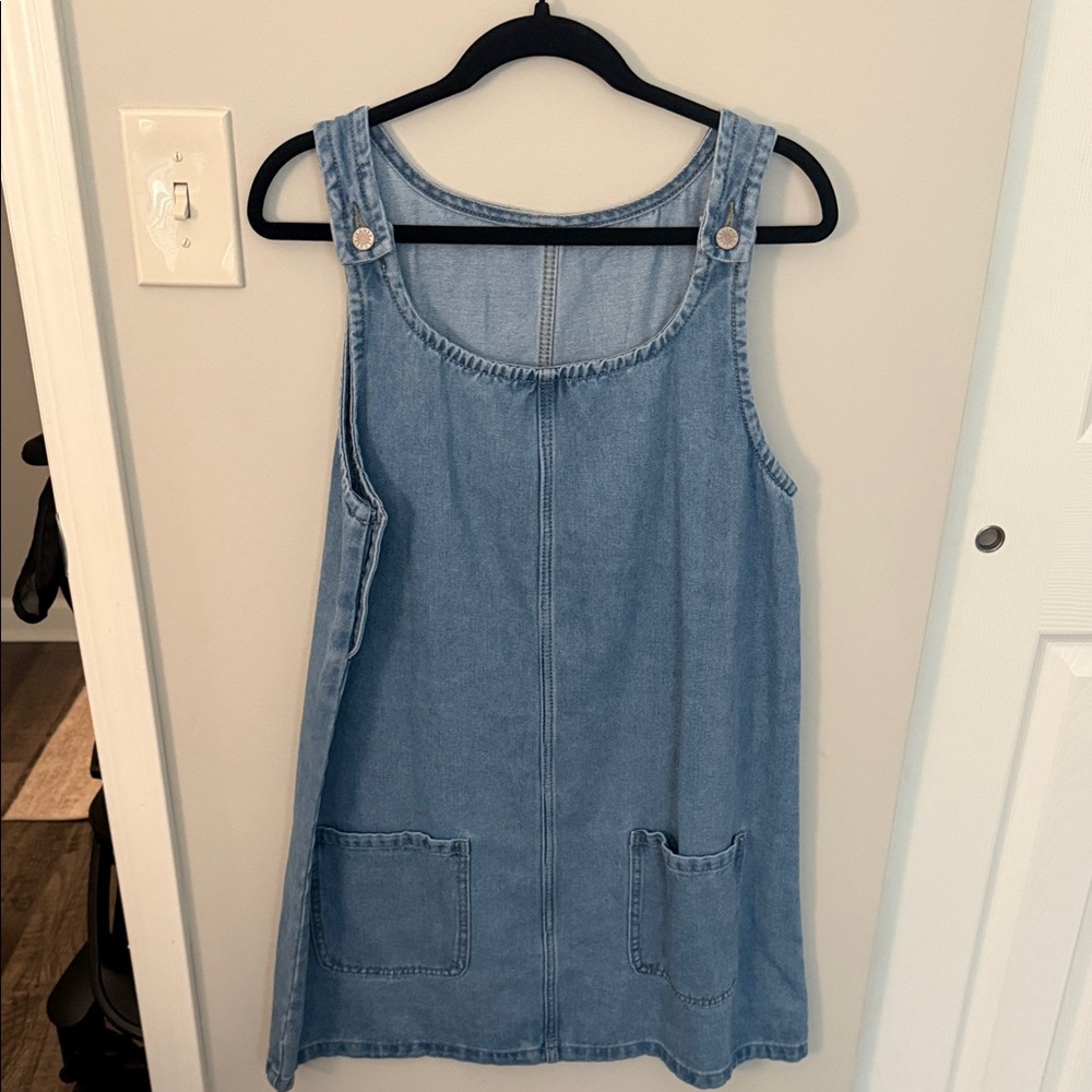 Amazon Light Blue Denim Midi Dress with Pockets